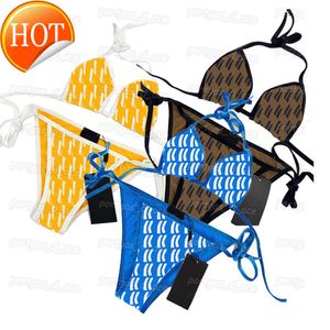 2024 Nouveau créateur de mode en gros de maillots de bain pour femmes sexy twisted imprimées bikinis Ins Velor Sash Beach soutien