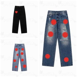 2024 New Fashion Hearts Hommes Sanskrit Cross Jeans Designer Make Old Washed Ch Pantalon droit Coeur Lettre Prints Style Long Violet