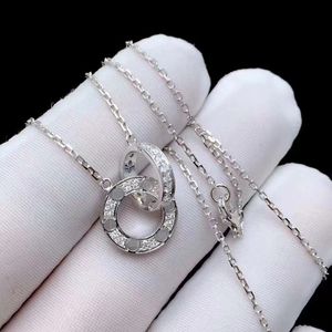 2024 nueva moda collar de amor joyería hombres mujeres doble anillo de diámetro completo dos filas de collar de taladro octogonal tapa de tornillo amante pareja regalo