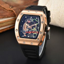 2024 Nieuwe Mode Multifunctionele Automatische 3-Pin Heren Top Luxe Aaa Heren Horloge Lichtgevende Draak Tijger diamant Patroon