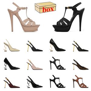 2024 Nouvelle plate-forme de mode en cuir Lady High Heels Sandales Famous Designer Femmes Luxury Talon Bottoms Slides Classics Suede Party Wedding Slingback Léopard Slippers