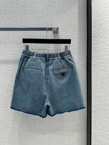 2024 NIEUWE Fashion Summer Blue Denim Shorts Women Solid Color High Taille Losse Vintage Shorts