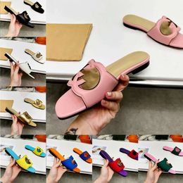 2024 Nouvelle mode été pantoufle luxe designer homme diapositive femme chaussures sandales en cuir dames chaussures plates mode été plage femmes pantoufles lettre glisser taille 35-42