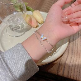 2024 Nieuwe Mode Trend Uniek Ontwerp Elegante Prachtige Dubbellaags Vlinder 14k Geel Gouden Armband Vrouwen Hoge Sieraden Party geschenken Groothandel 2024