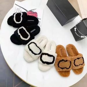 2024 Nieuwe mode dames rubberen slippers warme pluizige wollen teddybeer Luxe designer heren tazzs andal beroemde kanaal Schoenen slides fuzzy sandale Slipper Met doos