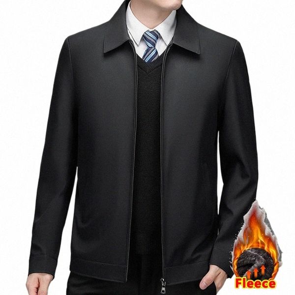 2024 Nueva chaqueta de invierno forrada de lana para hombres Busin Blazer Grueso Cálido Oficina Dr Chaqueta Otoño Trabajo Ropa exterior Chaqueta Abrigo Negro l8uM #