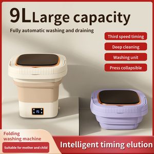 2024 Nouvelle machine à laver pliante 9L grande capacité portable à la maison, mini machine à laver déshydrateur de sous-vêtements, blanchisserie isolée, privée, cadeaux pour femmes, propre, voyage