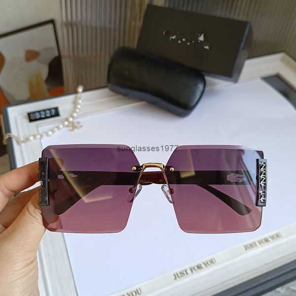 2024 nouvelles lunettes de soleil sans cadre à bord coupé résistant aux UV pour femmes populaires Tiktok ins même