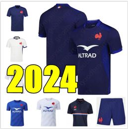 2024 Nouveaux maillots de rugby français Maillot de Boln Shirt Men Size Women Kits Kits Enfant Homme Femme Sport AAA