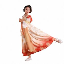 2024 Nouvelles filles Dunhuang Feitian Performance Dr, Baby Girl Dr, Jupe Ru, Hanfu de style chinois, Costume ancien J4dk #