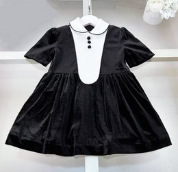 2024 nouvelles filles enfants robe fleur élégante causale princesse fête robes noires enfants vêtements anniversaire fête de mariage bébé fille robe