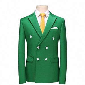 2024 Nouveau vert double boutonnage costume veste hommes fête de mariage Dr manteau rouge bleu blanc noir gris blazer coréen slim fit smoking o0bT #