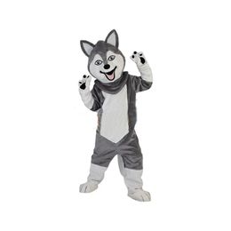 2024 NOUVEAU HALLOWEEN GREY HUSKY WOLF Mascot Costumes Fursuit Business Apparel Costung Robe de Noël