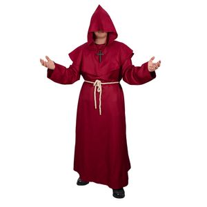 2024 NIEUWE Halloween Middeleeuwse Renaissance Volwassen Haped Coat Priest Robe met Cross Necklace HCAL-010