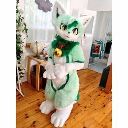 2024 NIEUWE Halloween Mint Green Fox Cartoon Mascot Costumes Fursuit Business Apparel Kerstkleding Kostuums