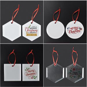 Pendentif de noël en verre à transfert de chaleur, carré givré, vierge, décoration d'arbre de noël par Sublimation, vente en gros, nouvelle collection 2024, 0908