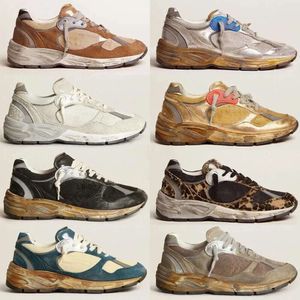 2024 Nieuwe Italiaanse Golden Running Sole Goose Sneakers voor designer Do-oude Dirty Sneakers met Slide Star Leopard Suede Mixed Leather Graffiti Casual schoen