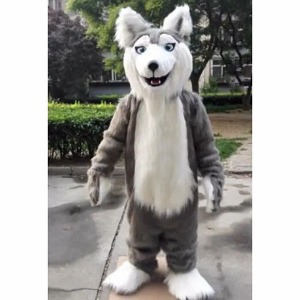 2024 Nouvelles ventes à chaud Gray Husky Mascot Costume Birthday Party Anime Stroth Fancy Down Costume Halloween Character Turnits Suit