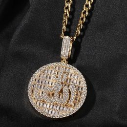 Collier Hip Hop Rock avec symbole de disque en Zircon plaqué or véritable, bijoux fins tendance pour hommes, offre spéciale, nouvelle collection 2024