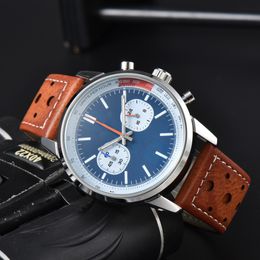 2024 Nieuwe Hot Selling Heren Volledig Functioneel Quartz Horloge Met 6 Naalden Timing En Lopende Seconden Roestvrij Stalen/Lederen Band herenmode Horloge 1884