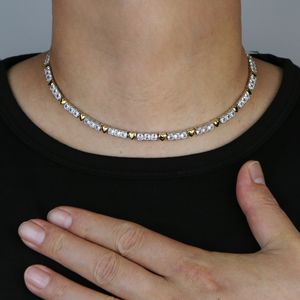 2024 Nouveau collier de chaîne de tennis Bling Cross Cross Colar Collier Gold Silver Color 5A Cubic Zirconia CZ Charm Choker For Women Jewelry