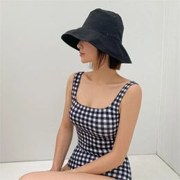 2024 NEW Ins Style Japanese Plaid One-piece Swimsuit Women Korean Style Open Back Small Fresh Swimsuit Women2. Korean style open back