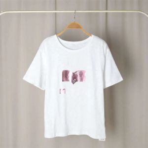 2024 Nouveau Isabel Marant Nouveau créateur de niche T-shirt Classic Hot Lip Imprimé décontracté polyvalent Coton Coton Pill Lower Tees Top Femmes Femmes Polos à manches courtes Tendance 43