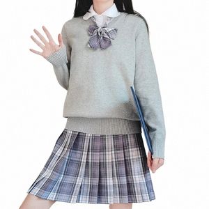 2024 Nouvel uniforme scolaire japonais-coréen JK/DK pour hommes et femmes, pull tricoté à col en V 77EZ #
