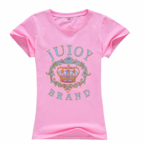 2024 Nouveau Juicy Counter Été Col Rond T-shirt À Manches Courtes Version Coréenne Femme Couleur Unie Impression Lettre T-shirt Coton Respirant À Manches Courtes