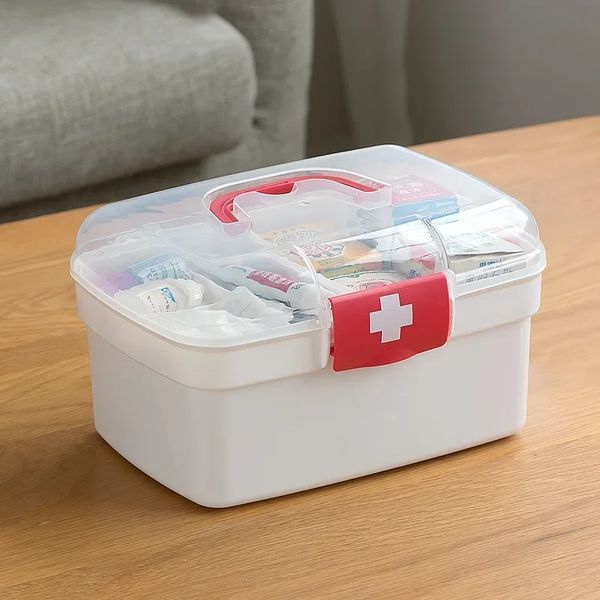 2024 Nouveau organisateur de médecine de grande capacité Conteneur de stockage Famille Famille Phésine Porte d'urgence portable Kit d'urgence Boîte pour le coffre de la famille pour les premiers soins pour