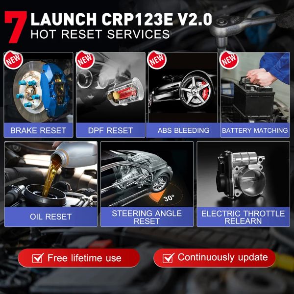 2024 New-Launch X431 CRP123E V2.0 OBD2 SCANNER CAR Tools de diagnostic ABS SRS Moteur au 4 SCANNER SYSTÈME + 7 Réinitialiser GRATUIT