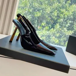 2024 Nieuwe LEE spiegelleer Slingback sandaal Slipper stiletto Hakken gesp dames Luxe Designer Zomer sexy Feestjurk schoenen meisje loafer Avond Hoge hak 10cm