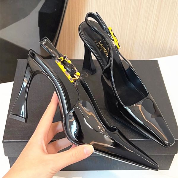 Robe de bal danse chaussure de luxe Lee miroir en cuir slingback pompe femme noir crocodile designer talon homme sandale slide dame cadeau tazz pantoufle mince talon haut même chaussures