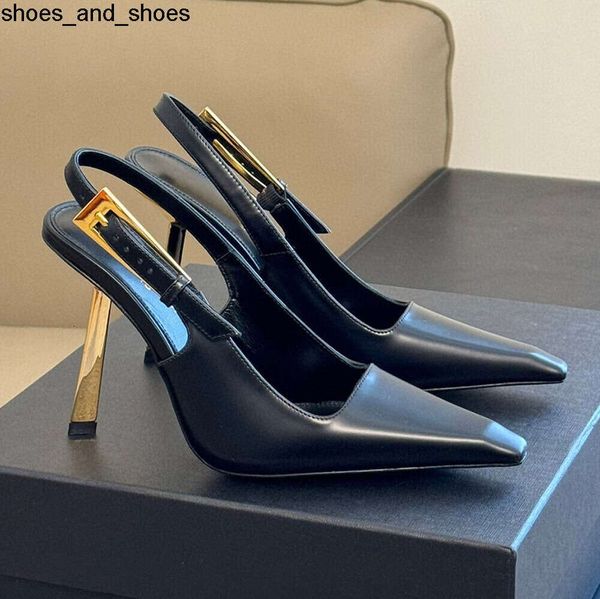 2024 Nouveau Lee miroir cuir Slingback sandale pantoufle talons aiguilles boucle femmes luxe designer été sexy robe de soirée chaussures fille mocassins soirée talon haut