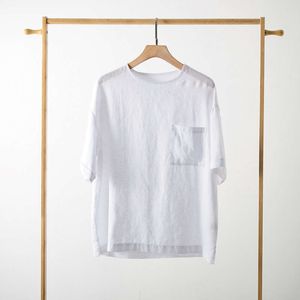 T-Shirt à col rond en lin pour hommes, ample, manches courtes, Simple et décontracté, Cool, haut d'été, F003, nouvelle collection 2024