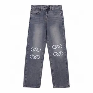 2024 Nieuwe LOE Designer Jeans 3D-geprint logo Amerikaanse jeans Klassieke losse broek met rechte pijpen voor heren- en damesmode