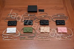 2024 Nieuw luxe merk CC Change Bag Chain Cheet Holder Classic Wallet Card Clip Caviar Cowhide Sheep Belt Box
