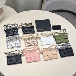 2024New Luxury Brand CC Change Bag Chain Kaarthouder Classic Wallet Card Clip Caviar Cowhide Sheep Belt Box