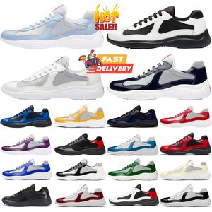 2024 Nouveau designer de luxe Americas Cup Mens Casual Runner Femmes Sports Low Sneakers Chaussures Men Black Rubber Sole Tissu Patent Leather Wholesale Discount Trainer