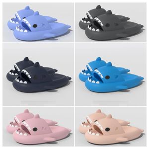 2024 Nouveaux chaussures de qualité de concepteur de luxe Sandale Samber Shark Slippers Shark Slides Blanc Blanc Softs Semed épais