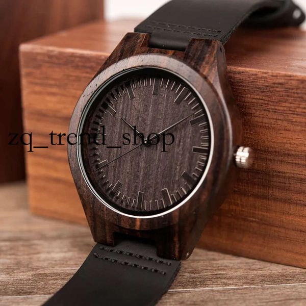 2024 NUEVA CALIDAD DE LUXURY NATURA Sandalia negra analógica Reloj Uwood Japón Miyota Quartz Movimiento Relojes de madera Vestido de pulsera para unisex 71
