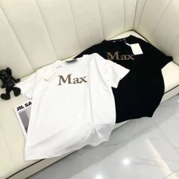 Camiseta de algodón con estampado de letras Maxmara, camiseta de manga corta para mujer, novedad de 2024