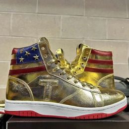 2024 Nouveaux hommes chaussures de créateurs Trumpes Never Give Up Chaussures décontractées haut de gamme Baskets présidentielles élégantes pour vêtements de cérémonie et confort extérieur Taille 39-45 À lacets avec boîte