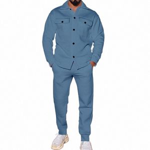 2024 Nouveaux hommes Fi Costume Automne Hiver Butt Daim Casual Cargo Veste Pantalon 2 pièces Ensemble Multi-poches Design Mâle Track Suits g1gB #