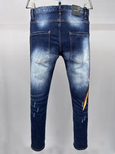 2024 Nouveau homme jeans trou bleu clair bleu gris foncé italie marque homme long pantalon pantalon streetwear denim skinny slim biker droit jean pour d de qualité supérieure 28-38 Taille DS D 99160