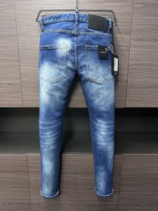 2024 Nouveau homme jeans trou bleu clair bleu gris foncé de la marque Italie Man Long Pantal