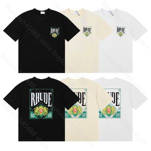 2024 Nouveaux T-shirts à manches courtes pour hommes et femmes High Street Marque Rhudetee Carte verte Impression 230g Double fil Pur Coton Casual pour 4j8l