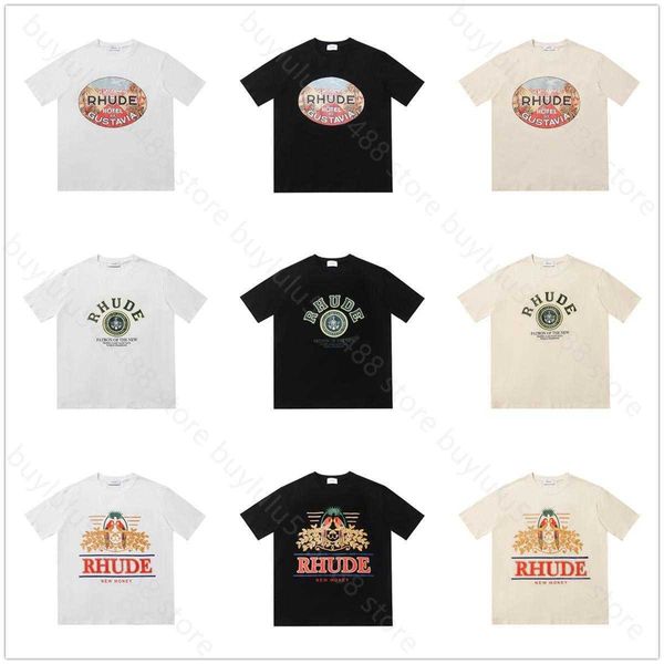 2024 Nouveaux T-shirts à manches courtes pour hommes et femmes High Street Marque Rhudetee Micro Label Lettre Motif pour moitié ample Y3cd