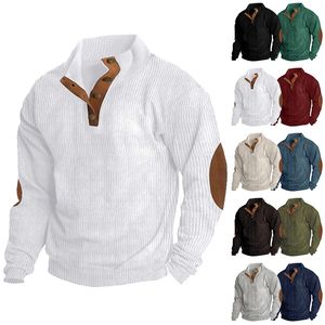 2024 Nieuw outdoor zakelijk overhemd voor heren, casual corduroy, casual hoodie met opstaande kraag en lange mouwen