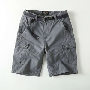 2024 Nieuwe heren buiten losse multi -pocket sportkleding shorts, pure katoenen rechte been capri's